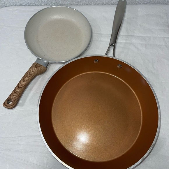 Gotham Steel 12 ” Hammered Copper Nonstick Fry Pan W/ 8” Ecolution Pan - Picture 1 of 8
